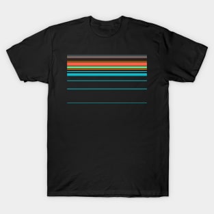 Vintage Sunset Stripe Orange and Aqua T-Shirt